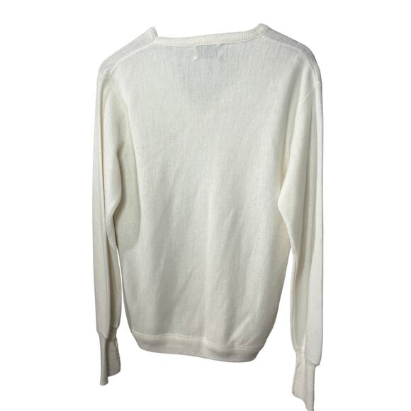 Pickering VTG Union Made Golf Sweater Cream Acrylic V Neck Champion Spark Plug S - Picture 4 of 6